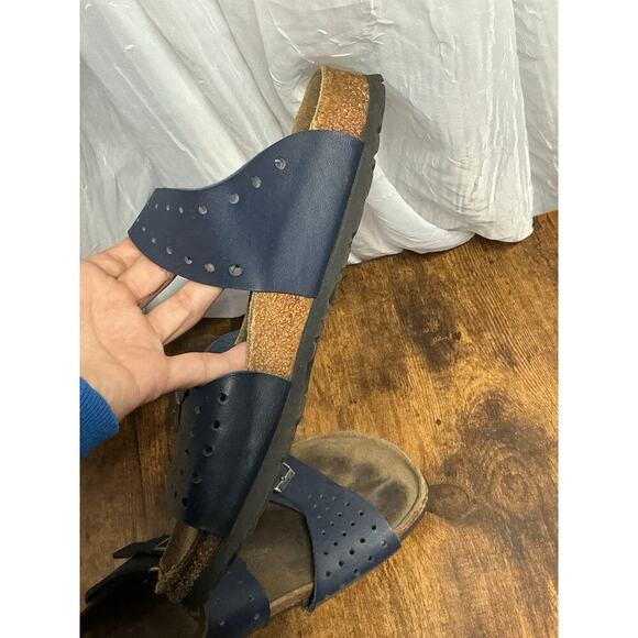 Birkenstock Birki’s Navy Blue Perforated Freeport Birko-Flor Sandal SZ 9 90's - Picture 7 of 9